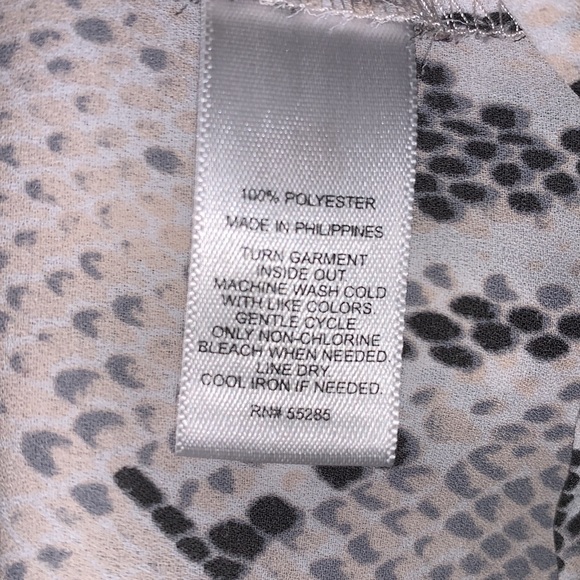 Express Snakeskin semi sheer button up shirt, light pink black gray off white - Picture 14 of 15